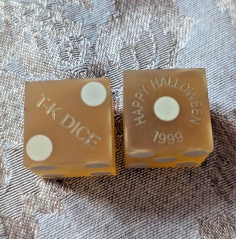 TK Dice Company Promotional Advertising Happy Halloween Casino 1999 Dice Pair